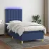 Pat cu arcuri, saltea și LED, gri taupe, 90x190 cm, textil GartenMobel Dekor