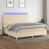 Pat cu arcuri, saltea și LED, gri taupe, 200x200 cm, textil GartenMobel Dekor