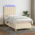 Pat cu arcuri, saltea și LED, gri taupe, 80x200 cm, textil GartenMobel Dekor