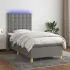 Pat cu arcuri, saltea și LED, gri taupe, 90x190 cm, textil GartenMobel Dekor