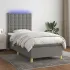 Pat cu arcuri, saltea și LED, gri taupe, 90x200 cm, textil GartenMobel Dekor