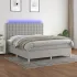 Pat cu arcuri, saltea și LED, gri taupe, 180x200 cm, textil GartenMobel Dekor