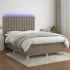 Pat cu arcuri, saltea și LED, gri taupe, 90x200 cm, textil GartenMobel Dekor
