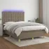 Pat cu arcuri, saltea și LED, gri taupe, 90x200 cm, textil GartenMobel Dekor