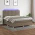 Pat cu arcuri, saltea și LED, gri taupe, 90x200 cm, textil GartenMobel Dekor