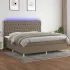 Pat cu arcuri, saltea și LED, gri taupe, 140x200 cm, textil GartenMobel Dekor