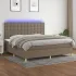 Pat cu arcuri, saltea și LED, gri taupe, 90x200 cm, textil GartenMobel Dekor