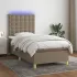 Pat cu arcuri, saltea și LED, gri taupe, 90x200 cm, textil GartenMobel Dekor