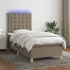Pat cu arcuri, saltea și LED, gri taupe, 90x200 cm, textil GartenMobel Dekor