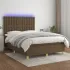 Pat cu arcuri, saltea și LED, gri taupe, 140x190 cm, textil GartenMobel Dekor