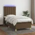 Pat cu arcuri, saltea și LED, gri taupe, 90x200 cm, textil GartenMobel Dekor