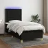 Pat cu arcuri, saltea și LED, gri taupe, 90x190 cm, textil GartenMobel Dekor