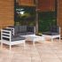 Set mobilier grădină cu perne, 5 piese, crem, lemn de pin GartenMobel Dekor