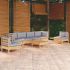 Set mobilier grădină cu perne gri, 7 piese, lemn masiv de pin GartenMobel Dekor