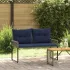 Bancă de exterior cu pernă Negru și Alb crem 118 x 55 x 82 cm GartenMobel Dekor