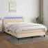 Pat cu arcuri, saltea și LED, gri taupe, 140x190 cm, textil GartenMobel Dekor