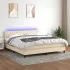 Pat cu arcuri, saltea și LED, crem, 100x200 cm, textil GartenMobel Dekor