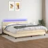 Pat cu arcuri, saltea și LED, crem, 100x200 cm, textil GartenMobel Dekor