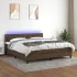 Pat cu arcuri, saltea și LED, maro închis, 100x200 cm, textil GartenMobel Dekor