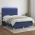 Pat cu arcuri, saltea și LED, albastru, 140x200 cm, textil GartenMobel Dekor