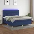Pat cu arcuri, saltea și LED, albastru, 140x200 cm, textil GartenMobel Dekor
