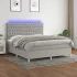 Pat cu arcuri, saltea și LED, albastru, 180x200 cm, textil GartenMobel Dekor