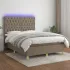 Pat cu arcuri, saltea și LED, gri taupe, 140x200 cm, textil GartenMobel Dekor