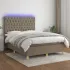 Pat cu arcuri, saltea și LED, albastru, 140x200 cm, textil GartenMobel Dekor