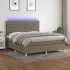 Pat cu arcuri, saltea și LED, gri taupe, 140x200 cm, textil GartenMobel Dekor