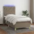 Pat cu arcuri, saltea și LED, gri taupe, 140x200 cm, textil GartenMobel Dekor