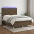 Pat cu arcuri, saltea și LED, albastru, 140x190 cm, textil GartenMobel Dekor