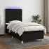 Pat cu arcuri, saltea și LED, albastru, 120x200 cm, textil GartenMobel Dekor