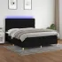 Pat cu arcuri, saltea și LED, negru, 140x200 cm, textil GartenMobel Dekor