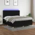 Pat cu arcuri, saltea și LED, albastru, 180x200 cm, textil GartenMobel Dekor