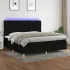 Pat cu arcuri, saltea și LED, albastru, 200x200 cm, textil GartenMobel Dekor