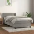 Pat box spring cu saltea, gri deschis, 90x200 cm, catifea GartenMobel Dekor