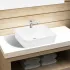 Chiuvetă de baie pătrată din ceramică cu gaură pentru robinet, alb  GartenMobel Dekor
