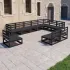Set mobilier relaxare de grădină 10 piese negru lemn masiv pin GartenMobel Dekor