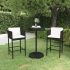 Set mobilier bar de grădină cu perne, 3 piese, negru, poliratan GartenMobel Dekor