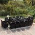 Set mobilier de exterior cu perne, 15 piese, negru, poliratan GartenMobel Dekor