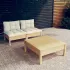 Set mobilier grădină cu perne crem, 3 piese, lemn de pin GartenMobel Dekor