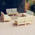 Set mobilier grădină cu perne crem, 8 piese, lemn masiv de pin GartenMobel Dekor