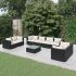 Set mobilier de grădină cu perne, 9 piese, negru, poliratan GartenMobel Dekor