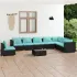 Set mobilier de grădină cu perne, 9 piese, negru, poliratan GartenMobel Dekor