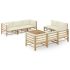 Set mobilier de grădină, cu perne alb crem, 9 piese, bambus GartenMobel Dekor