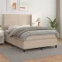 Pat box spring cu saltea, crem, 140x190 cm, piele ecologică GartenMobel Dekor