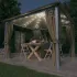 Pavilion cu perdele&șiruri lumini LED gri taupe 4x3m aluminiu GartenMobel Dekor