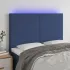 Tăblie de pat cu LED, gri taupe, 144x5x118/128 cm, textil GartenMobel Dekor