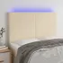 Tăblie de pat cu LED, gri taupe, 144x5x118/128 cm, textil GartenMobel Dekor