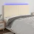 Tăblie de pat cu LED, gri taupe, 180x5x118/128 cm, textil GartenMobel Dekor